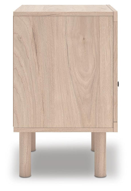 Arloster Brown/Tan/White Full Panel Storage Bed, Dresser, Mirror and Nightstand - Ornate Home