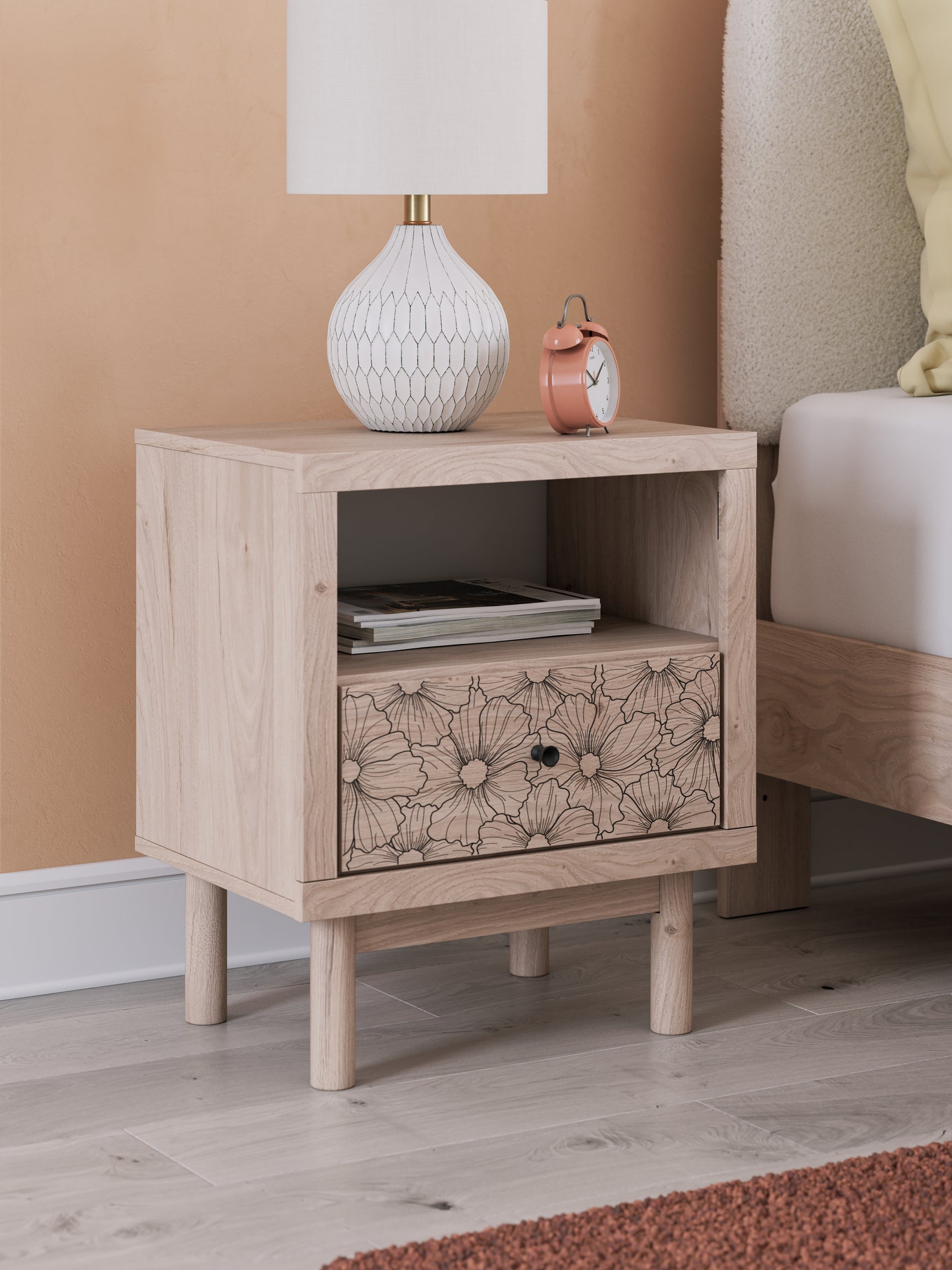 Arloster Tan One Drawer Nightstand - Ornate Home