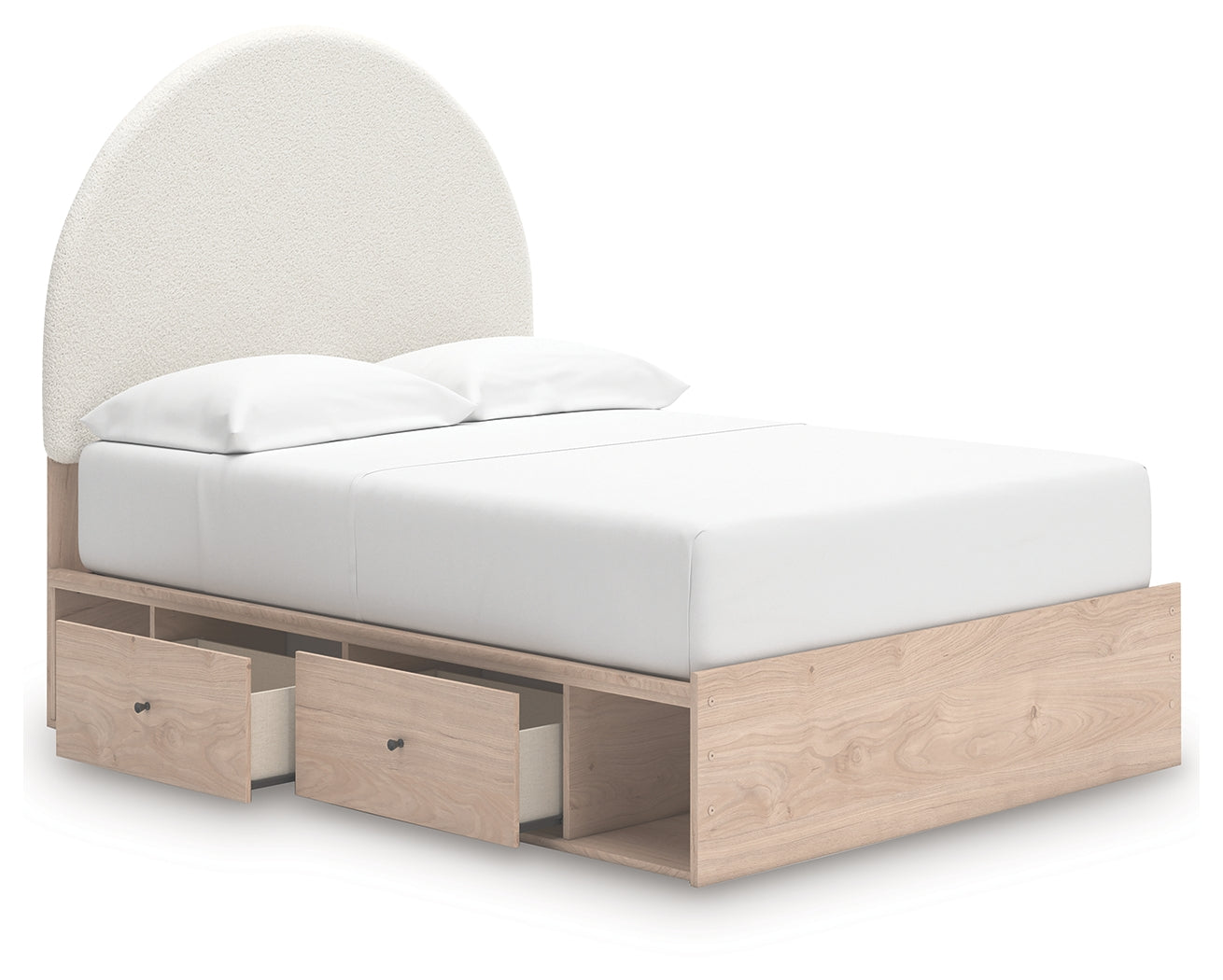Arloster Tan/White Full Upholstered Panel Bed w/2 Under Bed Storage (Online Special Price) - Ornate Home