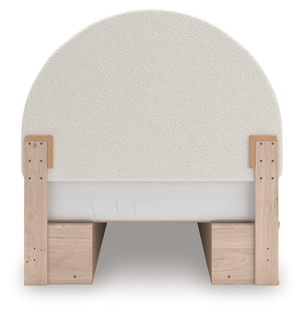 Arloster Tan/White Full Upholstered Panel Bed w/2 Under Bed Storage (Online Special Price) - Ornate Home