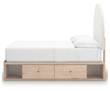 Arloster Tan/White Full Upholstered Panel Bed w/2 Under Bed Storage (Online Special Price) - Ornate Home