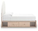 Arloster Tan/White Full Upholstered Panel Bed w/2 Under Bed Storage (Online Special Price) - Ornate Home