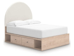Arloster Tan/White Full Upholstered Panel Bed w/2 Under Bed Storage - Ornate Home