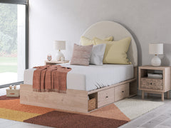 Arloster Tan/White Full Upholstered Panel Bed w/2 Under Bed Storage - Ornate Home