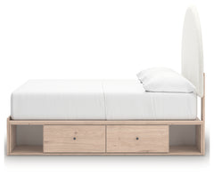 Arloster Tan/White Full Upholstered Panel Bed w/2 Under Bed Storage - Ornate Home
