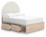 Arloster Tan/White Full Upholstered Panel Bed with Storage (Online Special Price) - Ornate Home