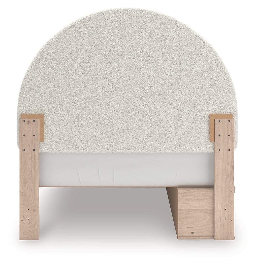 Arloster Tan/White Full Upholstered Panel Bed with Storage (Online Special Price) - Ornate Home