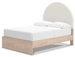 Arloster Tan/White Full Upholstered Panel Bed with Storage - Ornate Home