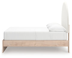Arloster Tan/White Full Upholstered Panel Bed with Storage - Ornate Home