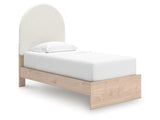 Arloster Tan/White Twin Upholstered Panel Bed - Ornate Home