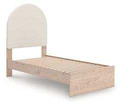Arloster Tan/White Twin Upholstered Panel Bed - Ornate Home