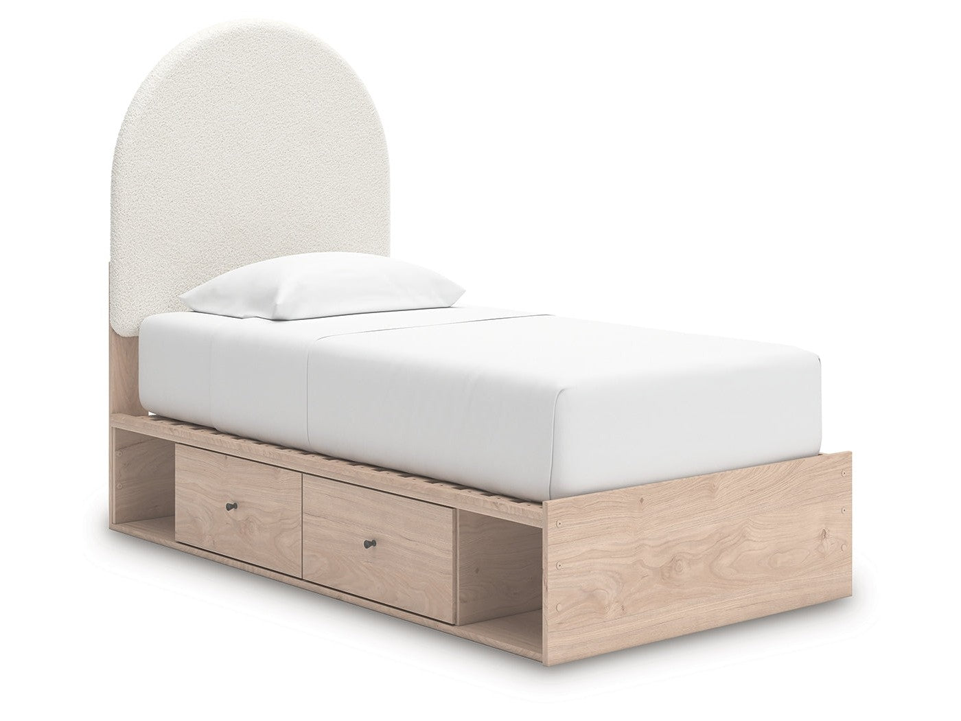 Arloster Tan/White Twin Upholstered Panel Bed with 2 Drawers Storage (Online Special Price) - Ornate Home