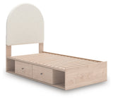 Arloster Tan/White Twin Upholstered Panel Bed with 2 Drawers Storage (Online Special Price) - Ornate Home