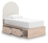 Arloster Tan/White Twin Upholstered Panel Bed with 2 Drawers Storage (Online Special Price) - Ornate Home