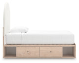 Arloster Tan/White Twin Upholstered Panel Bed with 2 Drawers Storage (Online Special Price) - Ornate Home