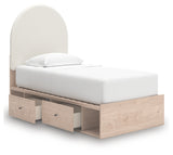 Arloster Tan/White Twin Upholstered Panel Bed with 2 Drawers Storage - Ornate Home