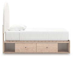 Arloster Tan/White Twin Upholstered Panel Bed with 2 Drawers Storage - Ornate Home