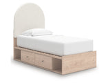 Arloster Tan/White Twin Upholstered Panel Bed with 4 Drawers Storage (Online Special Price) - Ornate Home
