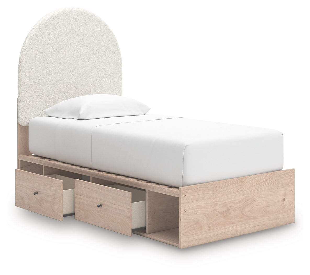 Arloster Tan/White Twin Upholstered Panel Bed with 4 Drawers Storage (Online Special Price) - Ornate Home