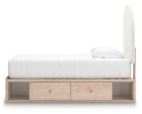 Arloster Tan/White Twin Upholstered Panel Bed with 4 Drawers Storage (Online Special Price) - Ornate Home