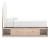 Arloster Tan/White Twin Upholstered Panel Bed with 4 Drawers Storage (Online Special Price) - Ornate Home