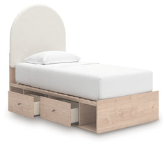 Arloster Tan/White Twin Upholstered Panel Bed with 4 Drawers Storage - Ornate Home