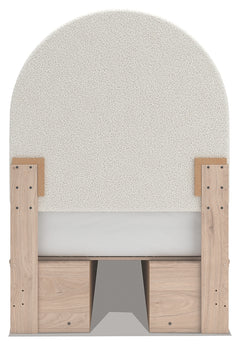 Arloster Tan/White Twin Upholstered Panel Bed with 4 Drawers Storage - Ornate Home