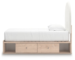 Arloster Tan/White Twin Upholstered Panel Bed with 4 Drawers Storage - Ornate Home