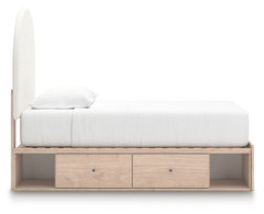 Arloster Tan/White Twin Upholstered Panel Bed with 4 Drawers Storage - Ornate Home