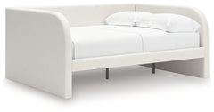 Arloster White/Tan Full Upholstered Day Bed, Dresser and Mirror - Ornate Home