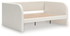 Arloster White/Tan Full Upholstered Day Bed, Dresser and Mirror - Ornate Home