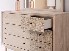 Arloster White/Tan Full Upholstered Day Bed, Dresser and Mirror - Ornate Home