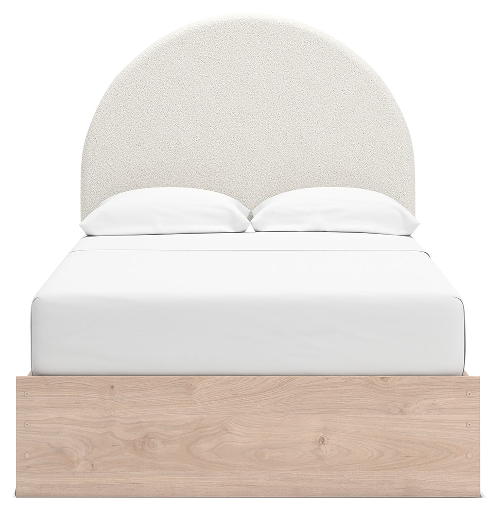 Arloster White/Tan Full Upholstered Panel Bed, Dresser and Mirror (Online Special Price) - Ornate Home