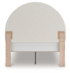 Arloster White/Tan Full Upholstered Panel Bed, Dresser and Mirror - Ornate Home