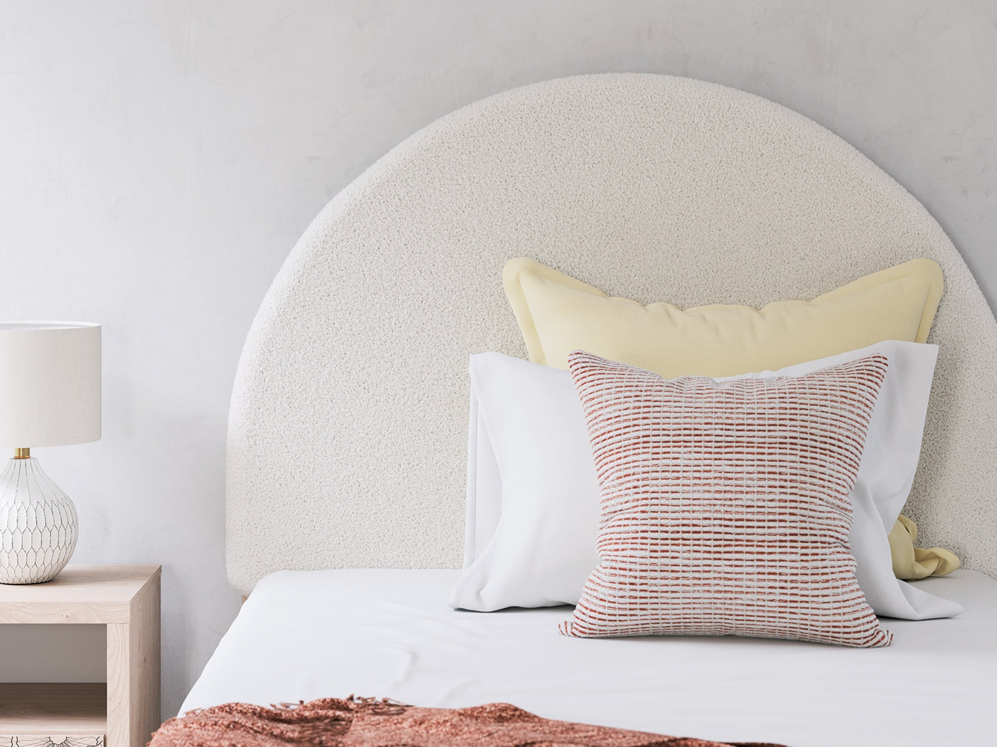 Arloster White/Tan Full Upholstered Panel Bed, Dresser and Mirror - Ornate Home