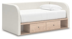 Arloster White/Tan Twin Day Bed with Storage, Dresser and Nightstand - Ornate Home