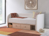 Arloster White/Tan Twin Day Bed with Storage, Dresser and Nightstand - Ornate Home
