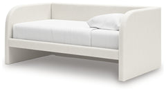 Arloster White/Tan Twin Upholstered Day Bed, Dresser and Mirror - Ornate Home
