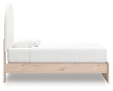 Arloster White/Tan Twin Upholstered Panel Bed, Dresser and Mirror (Online Special Price) - Ornate Home