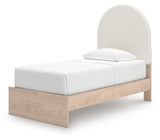 Arloster White/Tan Twin Upholstered Panel Bed, Dresser and Mirror (Online Special Price) - Ornate Home