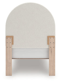 Arloster White/Tan Twin Upholstered Panel Bed, Dresser and Mirror - Ornate Home