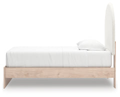 Arloster White/Tan Twin Upholstered Panel Bed, Dresser and Mirror - Ornate Home
