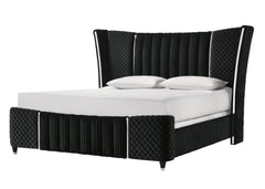 Armany Black Upholstered King Bed - Ornate Home