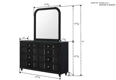 Armany Black Upholstered Panel Bedroom Set - Ornate Home