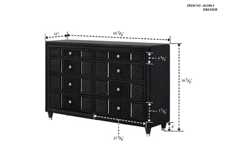 Armany Black Upholstered Panel Bedroom Set - Ornate Home