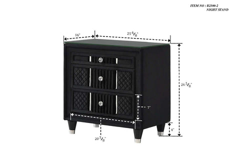 Armany Black Upholstered Panel Bedroom Set - Ornate Home