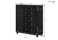 Armany Black Upholstered Panel Bedroom Set - Ornate Home