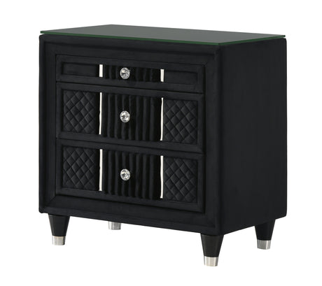 Armany Black Upholstered Panel Bedroom Set - Ornate Home
