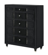 Armany Black Upholstered Panel Bedroom Set - Ornate Home