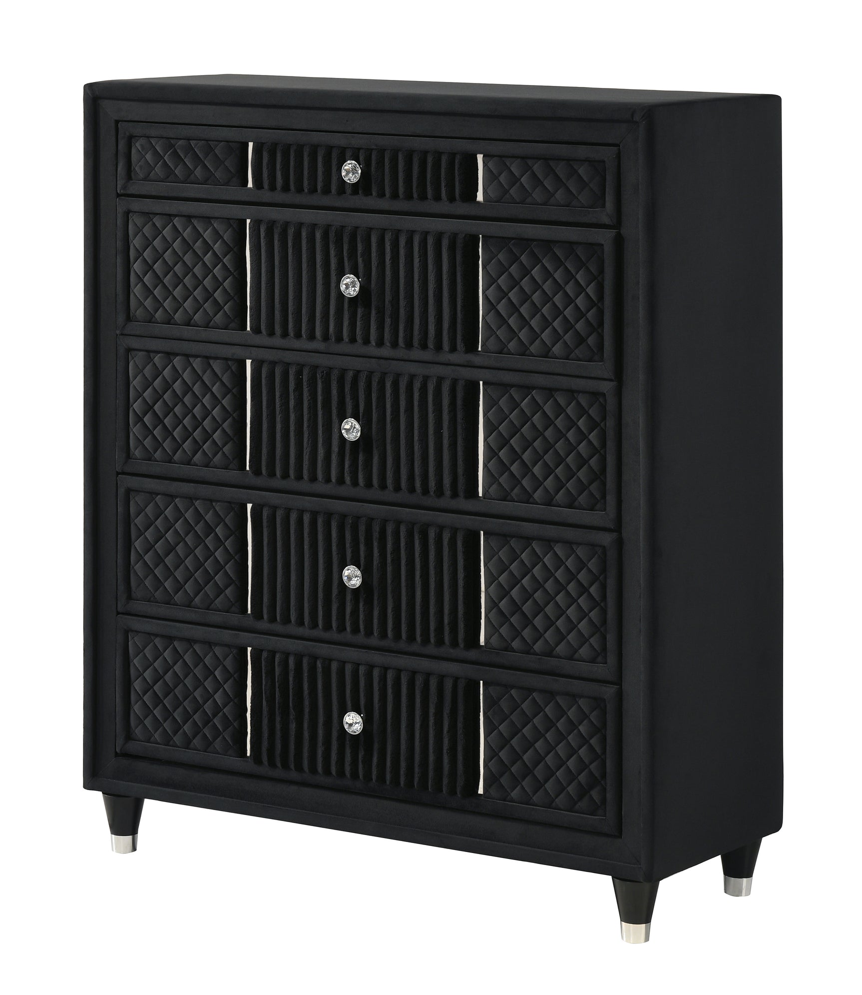 Armany Black Upholstered Panel Bedroom Set - Ornate Home